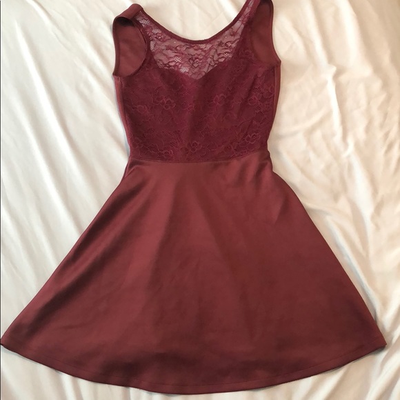 wine fit and flare dress